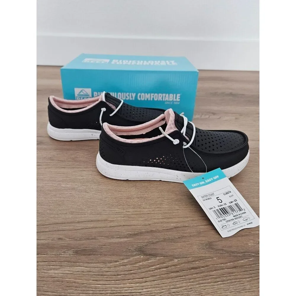 Reef Black and White Slip-On Sneakers Size 5